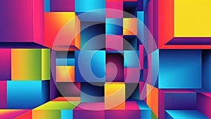 Abstract Colorful Cubes Geometric Design