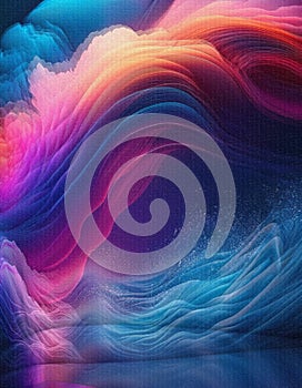 Abstract colorful 3d wave background with ltexture effect on it