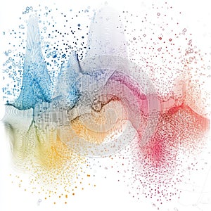 Abstract colorful data visualization of digital information with flowing patterns