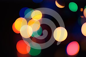 Abstract colorful defocused circular facula. Bokeh blurred color light can use background. new year bokeh defocus