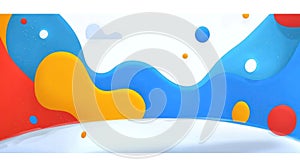 Abstract colorful design with smooth shapes and floating elements on a light background