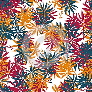 Abstract colorful doodle flower with curls seamless pattern. Messy fantasy floral