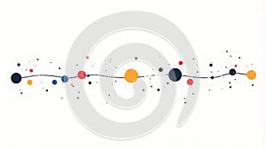 Abstract colorful dots connected by a line