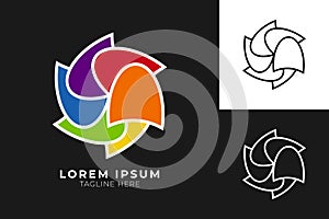 abstract colorful fantasy flower in rainbow colors. Vector Geometric Flower Symbol. Rainbow Isolated Icon. Rainbow flower logo