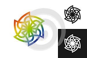 abstract colorful fantasy flower in rainbow colors. Vector Geometric Flower Symbol. Rainbow Isolated Icon. Rainbow flower logo