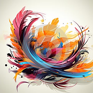 abstract colorful feathers on a white background