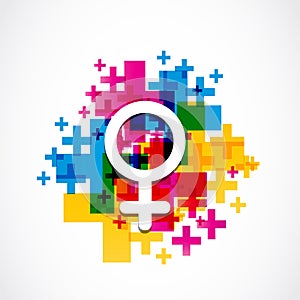 Abstract colorful female gender symbol