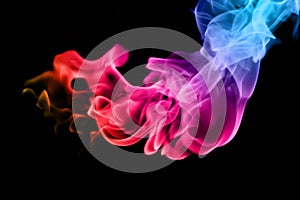 Abstract colorful Fire flames on black background