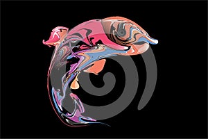 Abstract colorful fish with black Background. Vector Illustration