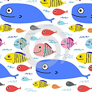 Abstract Colorful Fish Pattern Background.