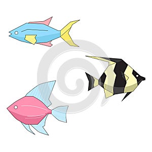 Abstract colorful fishes vector illustration