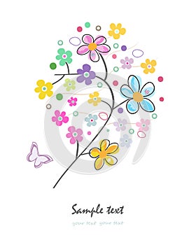 Abstract colorful floral doodle decorative greeting card vector