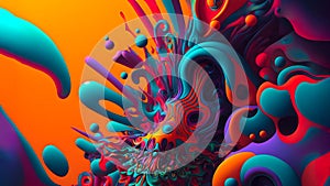 abstract colorful fluorescent neon psychedelic background, neural network generated art