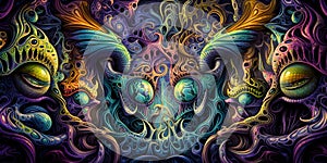 Abstract colorful fractal background. Fantasy digital art. 3D rendering