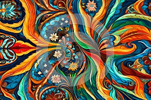 Abstract colorful fractal background,  Psychedelic digital art