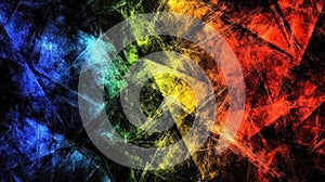 Abstract colorful fractal design with sharp angles and textures