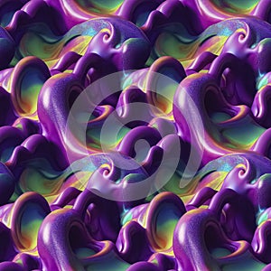 Abstract colorful funky surreal psychedelic dynamic liquid 3D forms substance seamless pattern