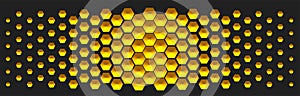 Abstract colorful geometric background. Hexagonal pattern with gradation. Halftone hexagonal retro simple pattern. 3D Honeycomb