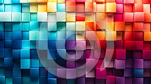 Abstract Colorful Geometric Cubes Background with a Gradient of Hues, Modern Artistic Mosaic Pattern for Creative Design and