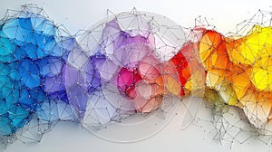 Abstract Colorful Geometric Network in Triangular Mesh with Vibrant Gradient Design