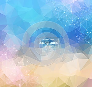 Abstract colorful Geometric Polygonal background molecule and communication. Connected lines with dots. Concept of the science, ch