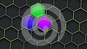 Abstract colorful geometric structure background. Hexagons figure backdrop. 3d elements texture