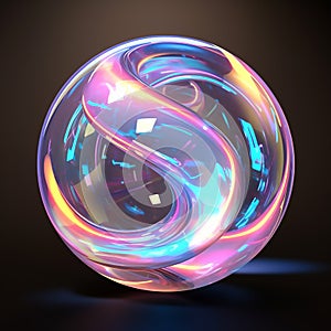 Abstract Colorful Glass Sphere on Dark Background