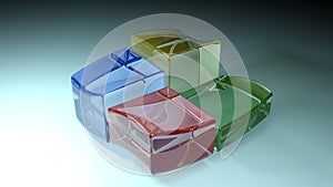 Abstract colorful glass waving cubes - 3D rendering illustration