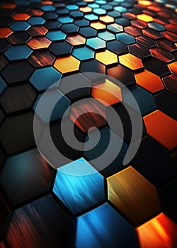 Abstract colorful glossy hexagonal tile pattern background