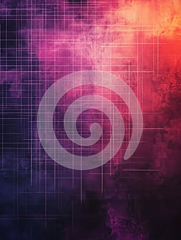 Abstract colorful gradient with intersecting grid lines.