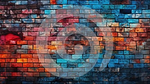 abstract colorful graffiti brick wall background