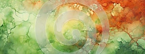 Abstract colorful green red complementary color art painting illustration texture - watercolor swirl waves Generative AI
