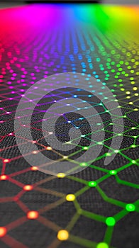 Abstract Colorful Grid of Lights Illuminated Network Design