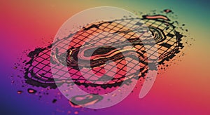 Abstract Colorful Grid Pattern with Wave Lines