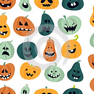 Abstract colorful Halloween,illustration background. Seamless Halloween Pattern with Pumpkins