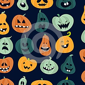 Abstract colorful Halloween,illustration background. Seamless Halloween Pattern with Pumpkins