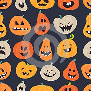 Abstract colorful Halloween,illustration background. Seamless Halloween Pattern with Pumpkins