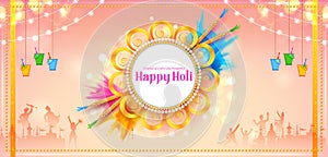 Abstract colorful Happy Holi background card design for color festival of India celebration greetings