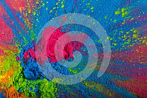 Abstract colorful Happy Holi background. Color vibrant powder isolated on white. Dust colored splash texture.