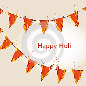 Abstract colorful Happy Holi background with with flaming flags. Design for Indian Festival of Colours.