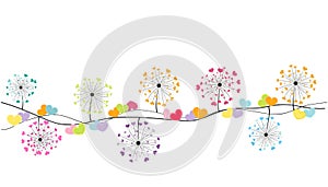 Abstract colorful heart dandelion spring time vector background