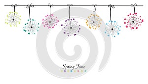 Abstract colorful heart dandelion spring time vector background