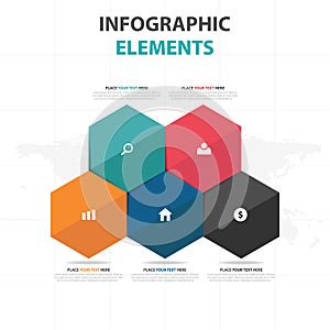 Abstract colorful Hexagon business timeline Infographics elements, presentation template flat design vector illustration for web