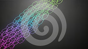 Abstract Colorful Hexagonal Wireframe Pattern on Dark Background