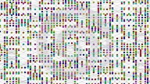 Abstract Colorful Hexagons Interconnected on White Background Network Visualization Data