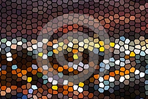 Abstract colorful honeycomb honey seamless pattern hexagon mosaic background from city light photo