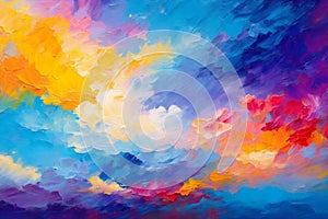 Abstract colorful Impressionist oil painting sky background