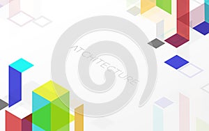 Abstract colorful isometric geometric shape with architecture concept background. Vector illustration