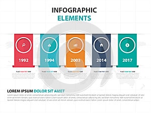 Abstract colorful label business timeline Infographics elements, presentation template flat design vector illustration for web