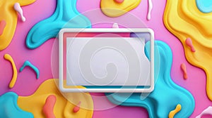 Abstract colorful layered background with a blank rectangular space for text or graphics